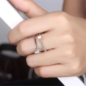 Resizable sterling silver burtterfly ring